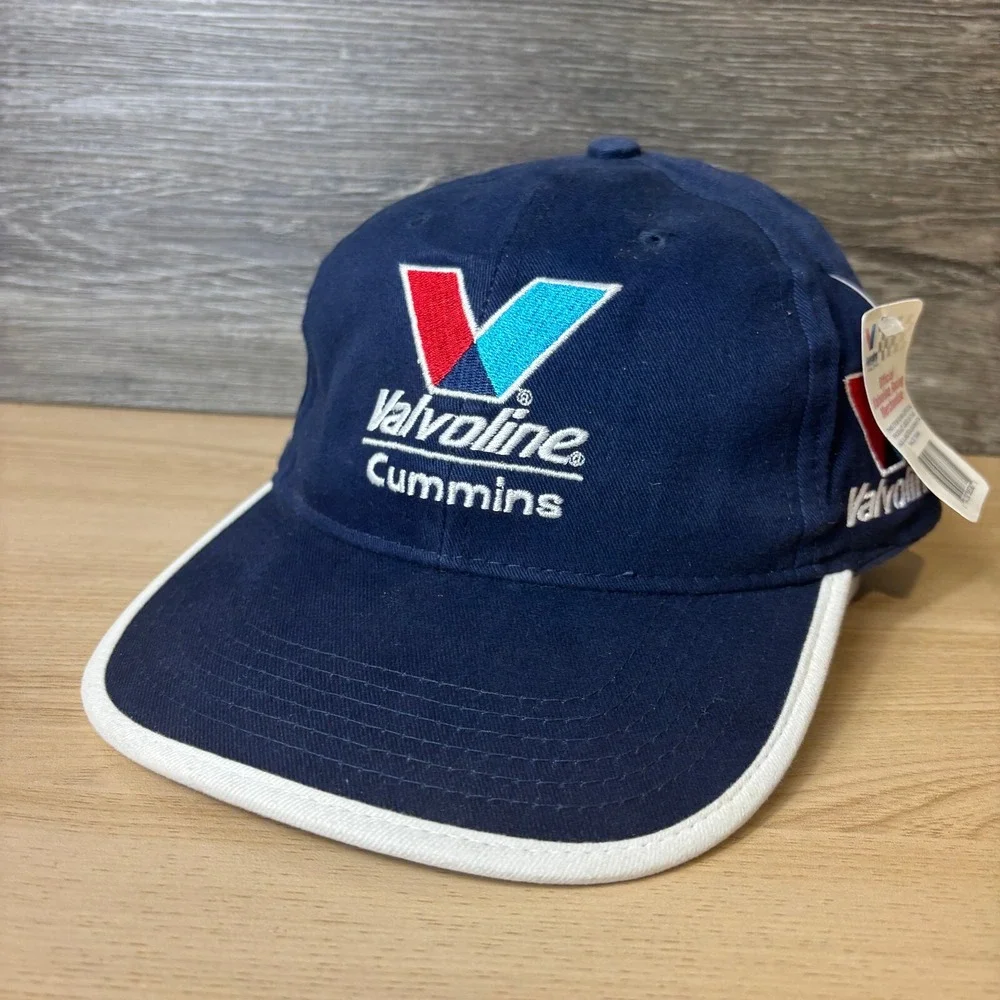 Vintage Valvoline Hat Strap Back Blue Racing Cummins Nascar Adjustable